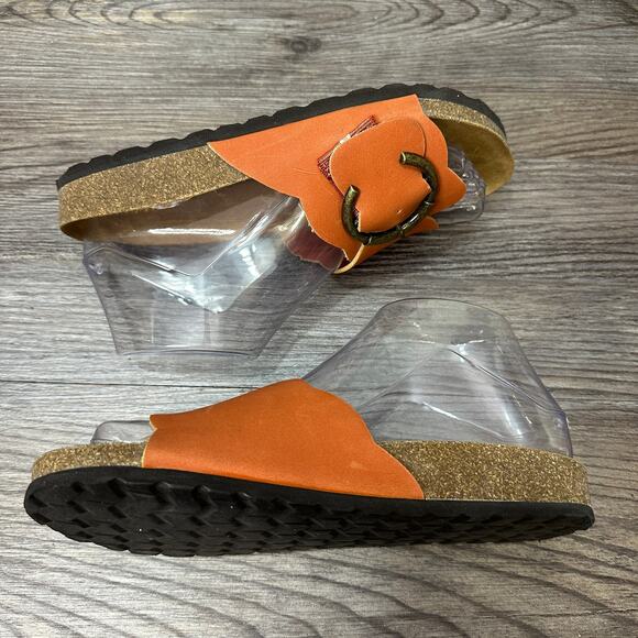 Cliffs 'Goyle' by White Mountain Sandals Orange Slides Women's 6M Metal Buckle - Picture 6 of 10